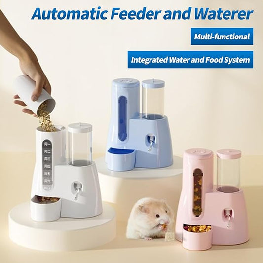 2-in-1 Hamster Water Bottle & Food Dispenser - Leak-Resistant Design for Glass/Wire Cages (120ml/4oz BPA-Free + Double Seal Nozzle) Dwarf Hamster & Mice Essentials (White, 6.3×5.1×4.3)