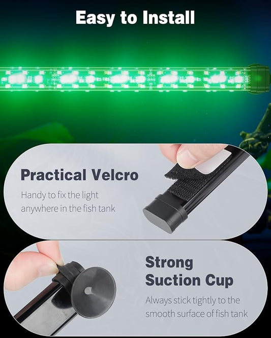 Pawfly 12W Aquarium LED Light 24 Inch 24/7 Fish Tank Light with Full Spectrum White Blue Red Green Lights Multi-Colored LEDs with D/N Mode Single Color Effects Timer and Adjustable Brightness