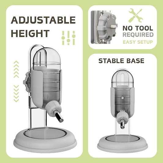 Hamster Water Bottle with Stand, Water Dispenser for Syrian Dwarf Hamsters Gerbils Mice Rats Degus (Gray, 4oz)