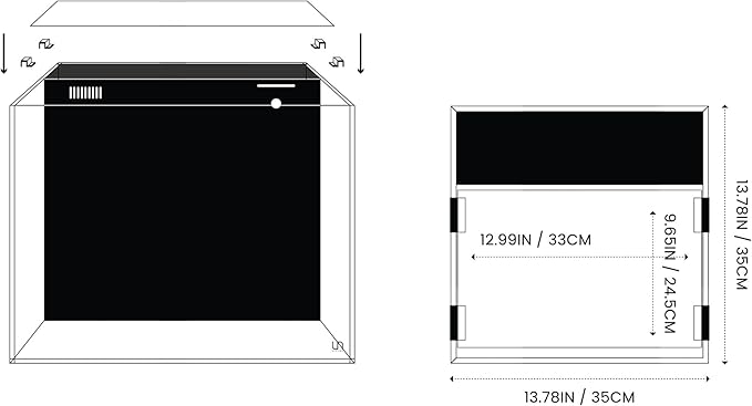 Ultum Nature Sytems Tank Lids for Rimless Tanks - Ultra Clear Rimless Aquarium Lid, Fish Tank Lid Cover for Glass Aquarium, Frameless Aquarium Lid, Cover for Tank - 35A Dual AIO (Lid + Clips)