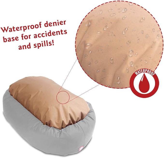 Majestic Pet 40 Inch Bagel Calming Dog Bed - Washable, Cozy Soft Round With Spine Support - Fluffy Donut 40x29x9 Inch for Large Dogs to Rest Their Head - Pink