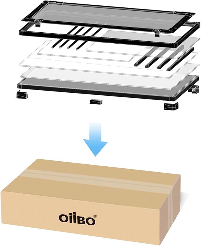 OiiBO Reptile Tank Terrarium 24" x 16" x 16", 2 in 1 Reptile Habitat Terrarium with Front Sliding Doors Screen Ventilation for Lizard Gecko Tortoise