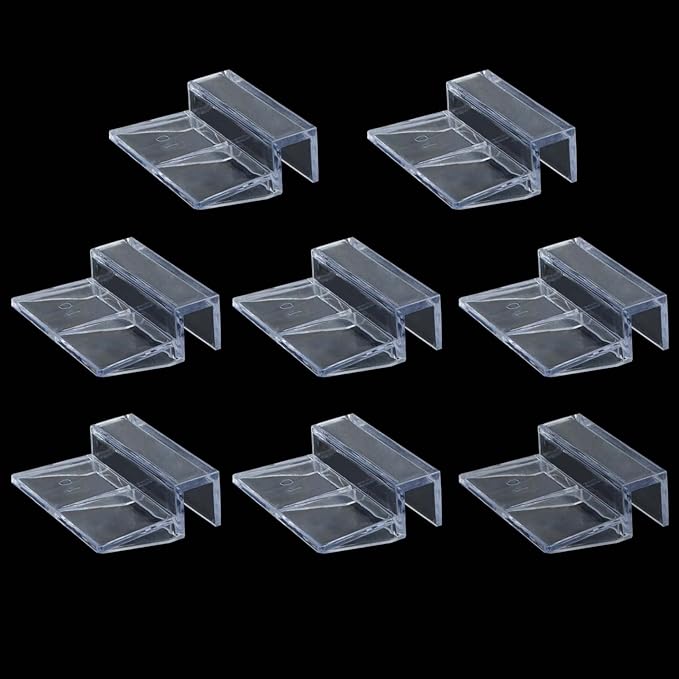 RUIAN Aquarium Glass Cover Clip, 8Pcs Fish Tanks Acrylic Support Holder Aquarium Lid Clips Clamps Clear Universal Lid Clips 10mm
