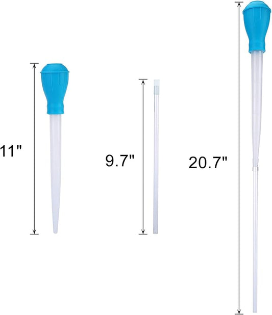 Coral Feeder SPS HPS Feeder with Extension Tube, Aquarium Long Syringe Dropper Pipette Turkey Baster for Marine Fish Feeding(Blue/Extendable