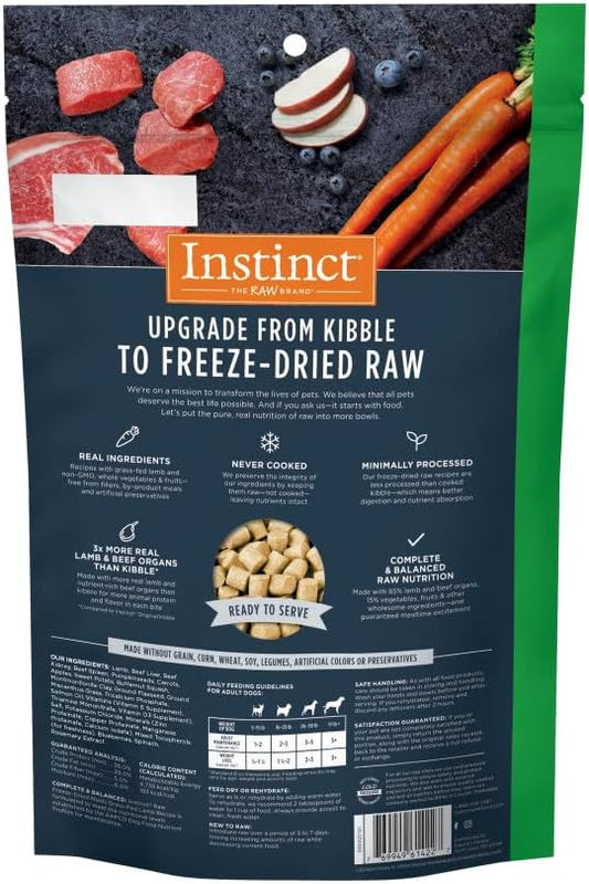 Instinct Freeze Dried Raw Meals, Natural Dry Dog Food, Grain Free - Grass Fed Lamb, 9 oz. Bag