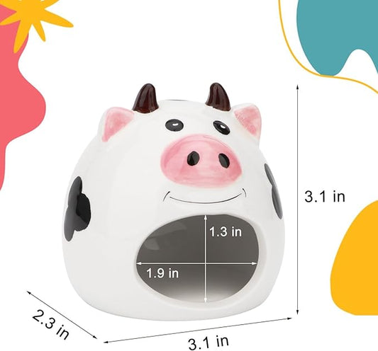 Hypeety Small Animal Hideout Ceramic House Critter Bath House Cave Mini Hut Cage for Dwarf Hamster (White)