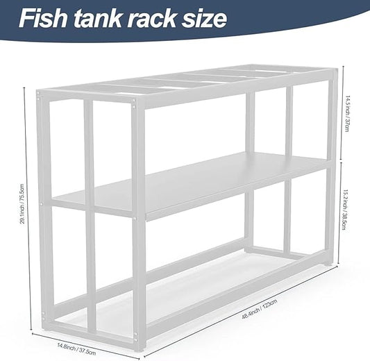 Fish Tank Stand Metal Aquarium Stand ,55-75 Gallon Aquarium Turtle Tank, 48.4 x 14.8 x 29.1Inch, Reptile Terrariums and Breeder Tank Stand(White )
