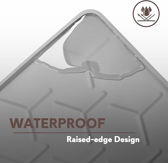 Cat Litter Box Mat, Silicone Kitty Litter Mat, 24" X 16" Waterproof Silicone Pad for Floor, Light Gray