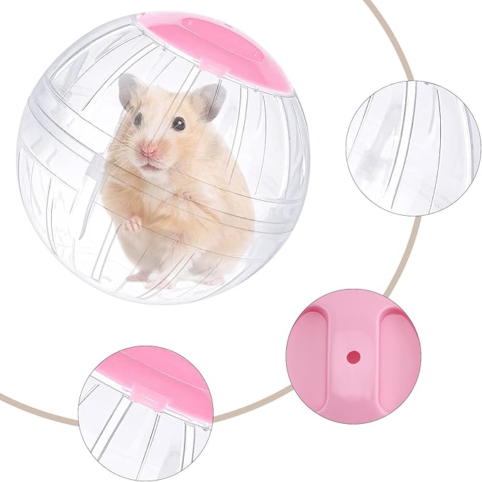 Hamster Exercise Ball, 5.7 Inch Transparent Running Wheel for Dwarf Hamsters to Reduce Boredom and Increase Activity