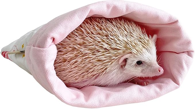 Handmade Cuddle Sack Sleeping Bag Pouch Hideout Cave for Hedgehog, Hamster, Rat, Ferret, Squirrel and Other Small Animal Beds (Pink)