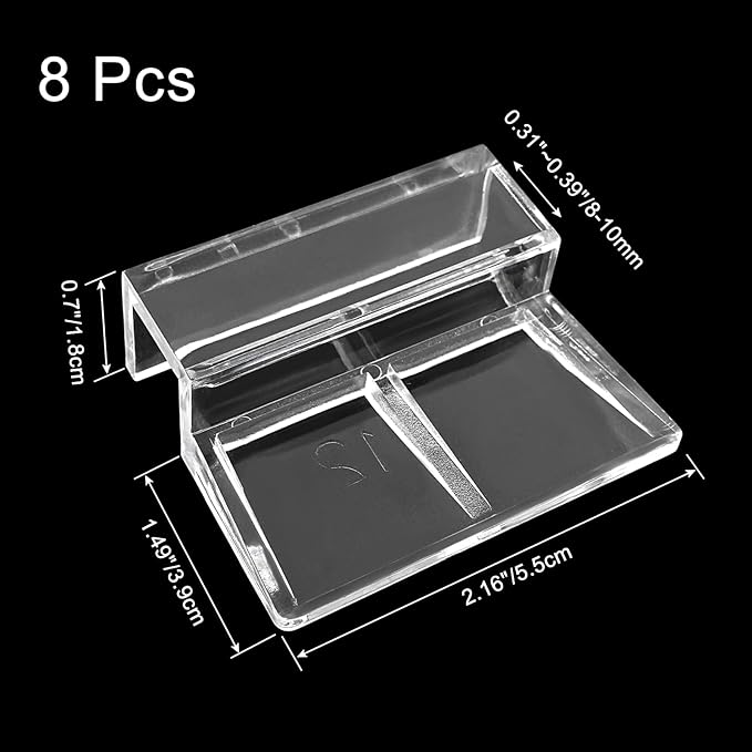 8 Pack Aquarium Lid Clips DIY Aquarium Lid Holder Clear Acrylic Fish Tank Support 12MM Aquarium Glass Holder(12MM)