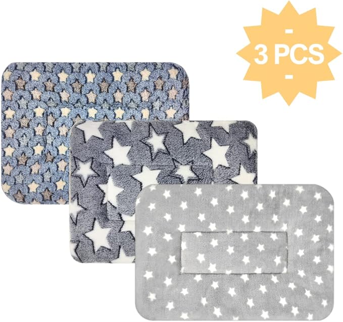 3PCS Guinea Pig Bed Soft Rabbit Bedding Cage Liner Warm Bunny Mats Pee Pads Fleece Blanket Plush Hamster Sleep Beds Ferret Squirrel Hedgehog Rat