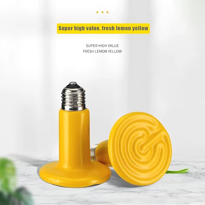 JZNCHP-Reptile Heat lamp-Ceramic Heat emitter-Bearded Dragon Tank Accessories 150W Yellow Infrared Bulb Emitter Lamp for Pet Heat lamp for Chickens(2-Pack)