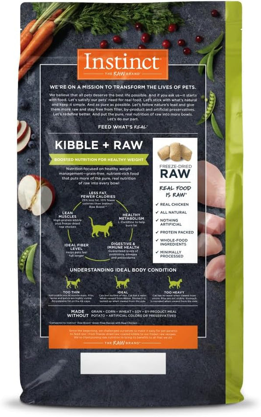 Instinct Raw Boost Healthy Weight, Natural Dry Cat Food with Freeze Dried Pieces, Grain Free Recipe - Real Chicken, 10 lb. Bag