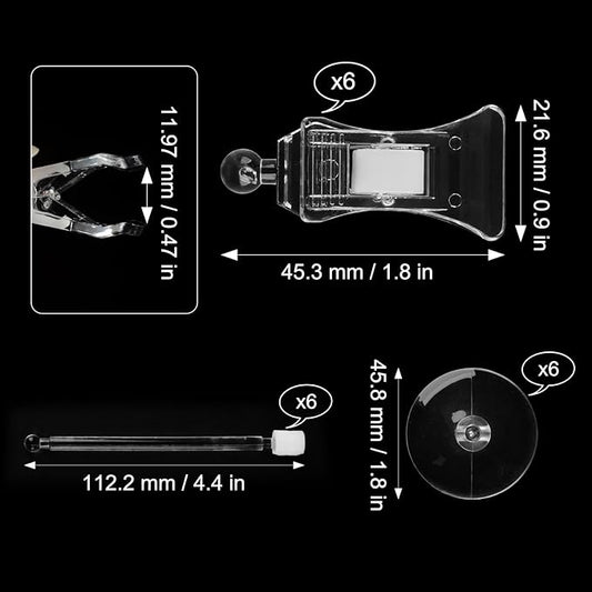 6 Pack Aquarium Suction Cups with Clips - Fish Tank Accessories - Veggie Clips & Air Pump Accessories
