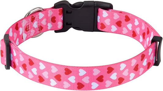 Dog Collar - Adjustable Heart Dog Collar - Love Theme - Perfect for Small Medium Large Dogs(Pink Heart,XS)