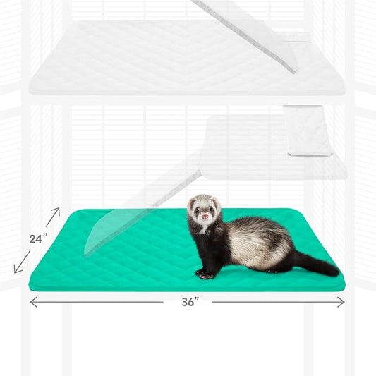 Paw Inspired Fitted Fleece Liner for Ferret Nation, Critter Nation Cage for Ferrets, Rats, Chinchillas, Hedgehogs & Other Small Animals (Green, Bottom Pan Liner)