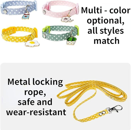 Ferret Collar Harness and Leash Adjustable, Soft and Breathable Ferret Lead Leash with Cute Designed Collar (Green)