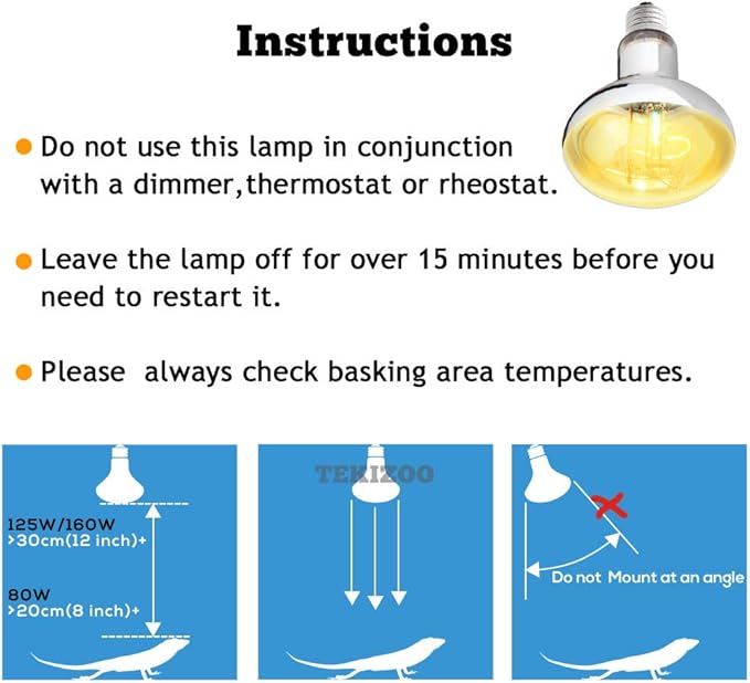 UVA UVB Sun Lamp High Intensity Self-Ballasted Heat Basking Lamp/Light/Bulb for Reptile and Amphibian (125W)