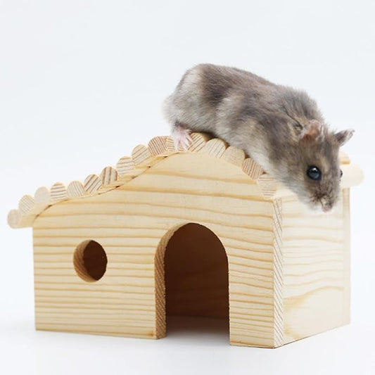 Hamster Hideout House, Forest Wooden Gerbil Hides for Small Dwarf Syrian Mouse Small Animals
