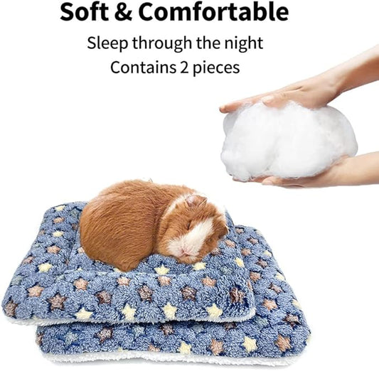 Amakunft 2 Pcs Guinea Pig Bed Mat Washable, Rabbit Winter Bed Pad for Indoor, Warm Small Animal Bed Mattres, Fleece Sleeping Pad for Bunny, Rat, Hedgehog, Sugar Glider, Chinchilla