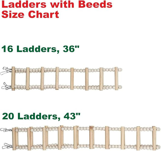 SIMENA Wooden Climbing Ladder for Birds & Hamsters, Interactive Swing & Ladder Toys for Small Pets – Ideal for Hamsters, Birds, Parrots, Squirrels, and Sugar Gliders (20 ladders, 43")