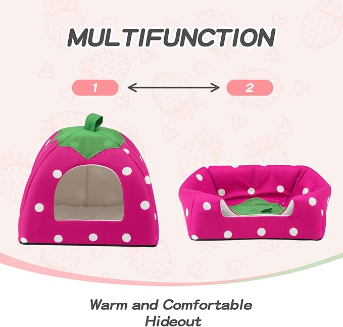 Guinea Pig Hideout for Small Animals(Guinea Pig Bed with Warm Fleece, Washable Pet Cushions, Winter Sleeping Warmth)