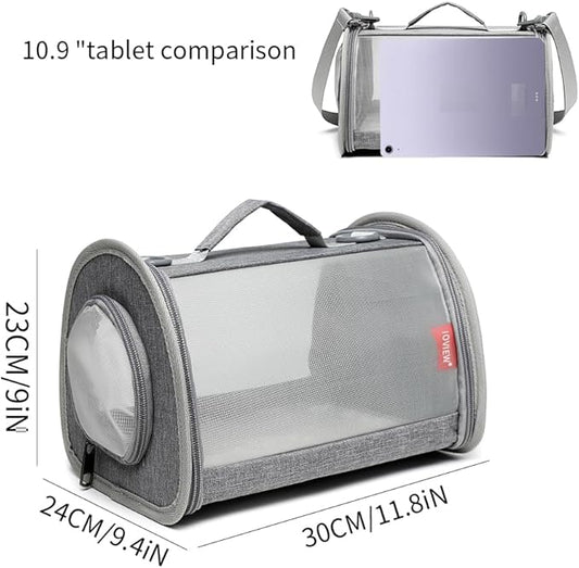 Guinea Pig Carrier Travel Small Animal Carrier Bag Lizard Bird Rabbit Carrier Cage Squirrel Breathable Bag Portable Travel Hamster Small Pet Hangbag (Large, Gray)