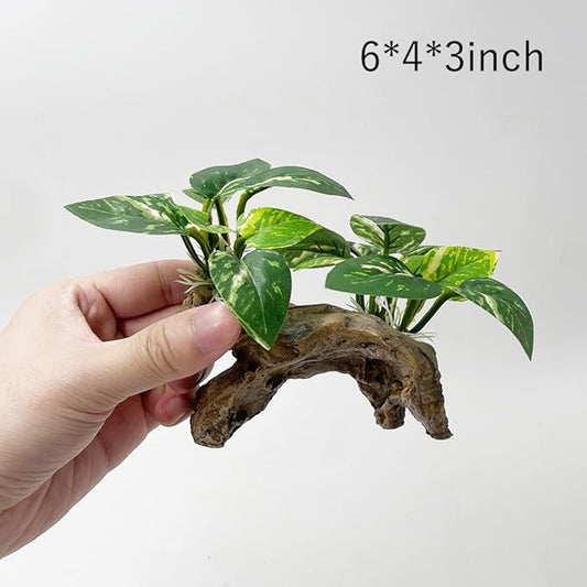 Smoothedo-Pets Fish Tank Decorations Aquarium Decor Ornaments Betta Silk Leaf pad Hammock Artifical Driftwood cave Goldfish Bowl Accessories (Type-C)