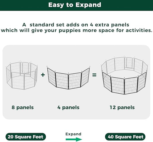 FXW Rollick Unleashed Dog Playpen for Indoor, Yard, RV Camping, 40 inch 4 Panels for Medium and Large Dogs, Black│Patented