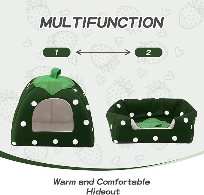 Guinea Pig Hideout for Small Animals(Guinea Pig Bed with Warm Fleece, Washable Pet Cushions, Winter Sleeping Warmth)