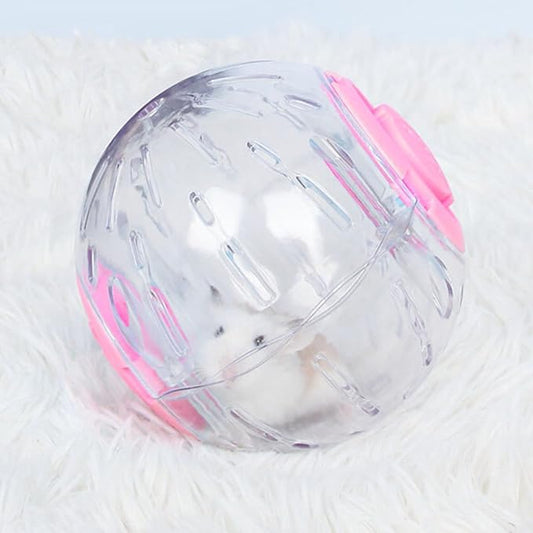 5.9" Hamster Wheel, Exercise Ball & Wheel - Silent Running Toy with Anti-Skid, Transparent Hamster Ball, Breathable Design & Rope for Easy Carry, for Little/Dwarf Mouse, Pink