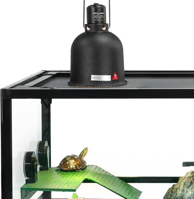 REPTI ZOO Reptile Light Fixture with Timer, 5.5 Inch Deep Dome Lamp Fixture with Light Bulb Timer Controller Optical Reflection Cover for Reptile Glass Terrariums