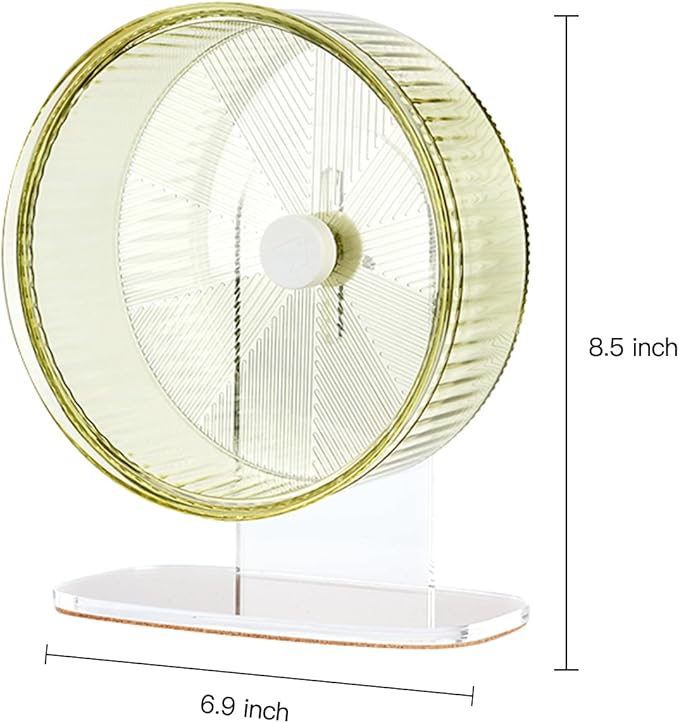 Super-Silent Hamster Exercise Wheel: Silent Spin Toys Hamster Running Wheels with Height Adjustable Stand for Hamsters Gerbils Mice Or Other Small Animals -6.5inch Green