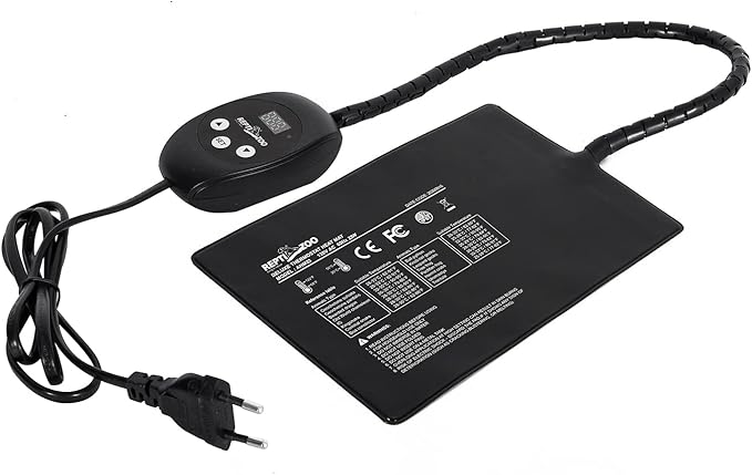 REPTI ZOO Upgrade Reptile Heat Mat with Thermostat - 8 x 12 Inch Reptile Heating Pad with Temperature Control for 30-40 gal Tank Reptiles Amphibians Hermit Crab Snake Lizard