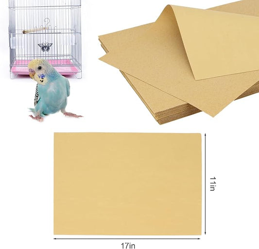 35 Pcs Gravel Liner Paper for Bird Cage, 11 x 17 Inch Bird Cage Liner Paper Bedding Calcium Paper Special Pet Bedding Accessories for Pet Parrot Bird Cage in Sea Sand