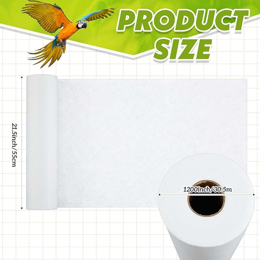 100 ft x 11 Inch Bird Cage Liner Disposable Cages Cushion Pad Mat Precut Absorbent Bird Cage Paper Large Parakeet Cage Liners Accessories for Pet Animal Bird Parrot (White)