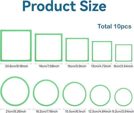 Bewudy 10PCS Fish Feeding Rings Sets, Aquarium Floating Plant Corral Fish Tank Feeding Circle Aquarium Feed Circle Round Feeder Ring Square Floating Plant Ring for Intercepts Float Plants(Green)