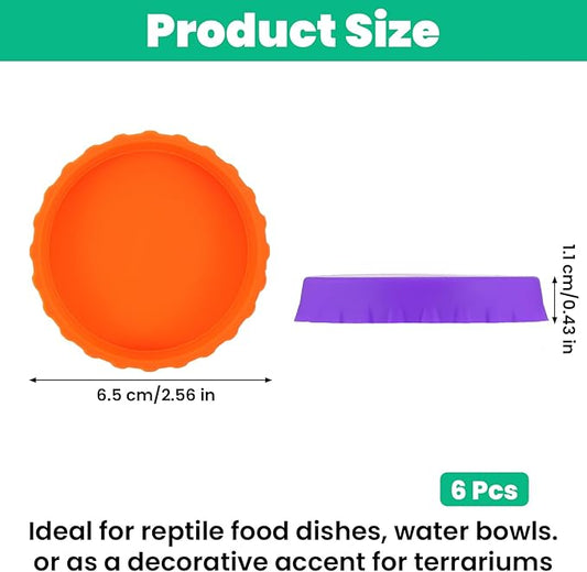 6 Pcs Gecko Feeding Cups,Silicone Crested Gecko Food and Water Bowl,Reptile Feeding Cups for Geckos,Isopods,Lizards,Tarantula,Small Pets,Easy Clean & 6 Colors