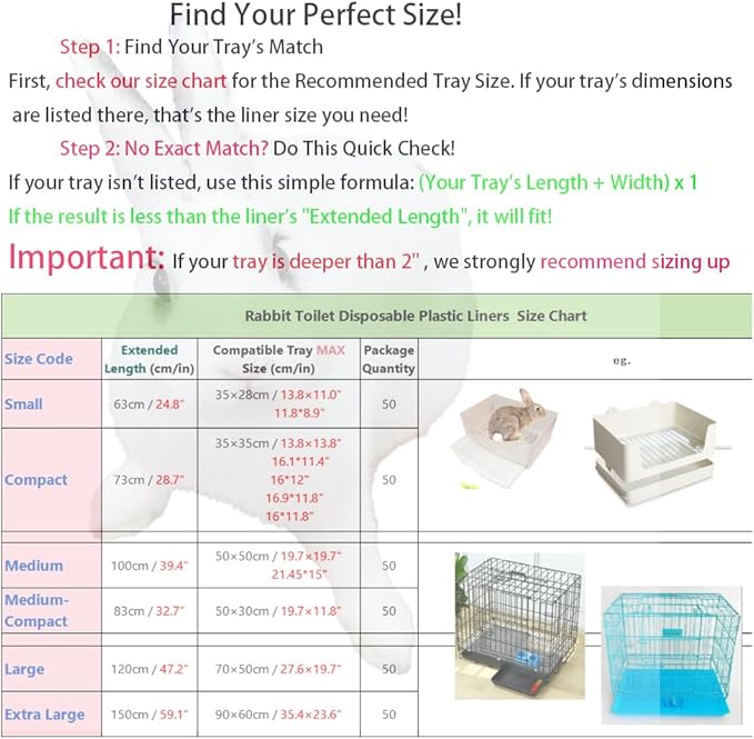 50 Pcs Disposable Rabbit Cage Liner Plastic Toilet Film Leak-Proof for Small Animals Bunny Guinea Pig Bird Cage Liners Litter Box Crate Tray Drawer Quick Cleanup Essentials Indoor (Medium-Compact)