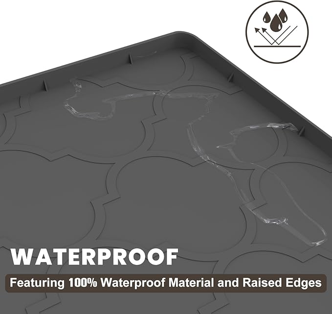 Cat Mat for Litter Box, 38" X 26" Large Silicone Cat Litter Trapping Mat, Easy Clean for Scatter Control, Soft on Kitty Paws, Waterproof, Urine-Proof, Non-Slip Kitty Litter Mat for Floor, Black