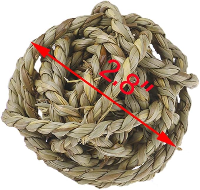 10PCS Rabbit Grass Balls 2.8in Large Guinea Pig Balls Small Animal Activity Enrichment Toy for Bunny Chinchilla Hamster Gerbil Grinding Playing