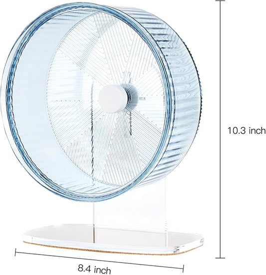 Super-Silent Hamster Exercise Wheel: Silent Spin Toys Hamster Running Wheels with Height Adjustable Stand for Hamsters Gerbils Mice Or Other Small Animals -8.5inch Blue