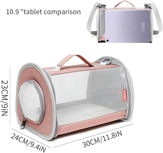 Guinea Pig Carrier Travel Small Animal Carrier Bag Lizard Bird Rabbit Carrier Cage Squirrel Breathable Bag Portable Travel Hamster Small Pet Hangbag (Large, Pink)