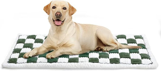 Dog Car Seat Cover for Back Seat, Plaid Backseat Pet Bed Mat, Non-Slip Travel Dog Bed for Backseat Extenders, 24.8" x 54", Green and White