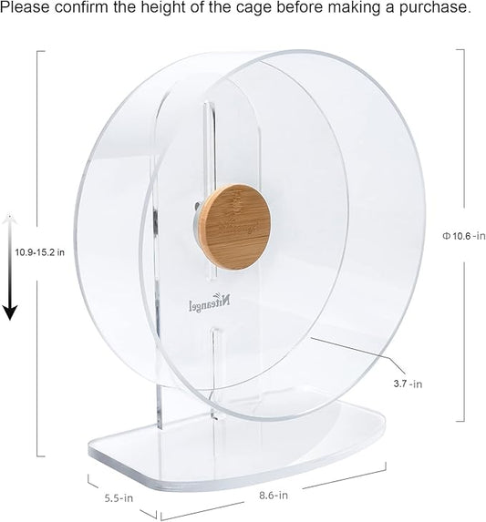 Niteangel Silent Hamster Exercise Wheel - Dual-Bearing Quiet Spinning Acrylic Hamster Running Wheel for Hamster Gerbils Mice Degus Or Other Small Animals (Medium - Wider Version)
