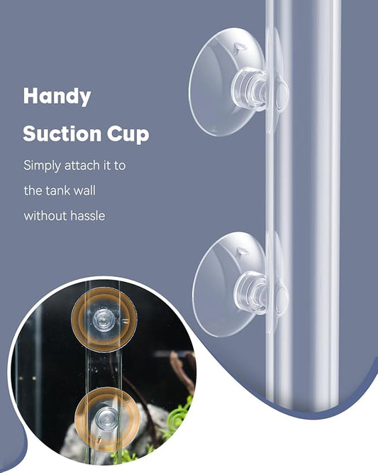 Pawfly 8 Inches Aquarium Fish Feeding Dish Set Clear Glass Fish Feeding Tube Shrimp Tube with 2 Feeding Dishes Fish Tank Feeding Supplies with 2 Suction Cups