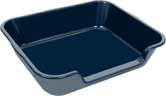 2 Pack Extra Large Dog Litter Box Pan Tray (ABS Material), Low Entry Jumbo Senior Litter Boxes for Multiple Kitten Big Cats, Pet Safe Indoor Dog Potty (Dark Blue, 24" L x 21" W)