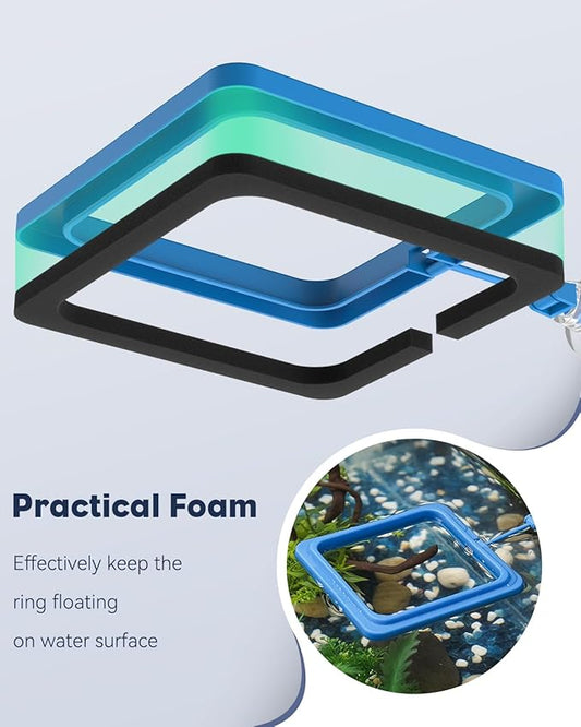 Pawfly Fish Feeding Ring for Fish Tank Aquarium Feeding Ring with Suction Cup Square Floating Food Feeder Small Feeder Circle for Betta Goldfish Guppy & Turtle