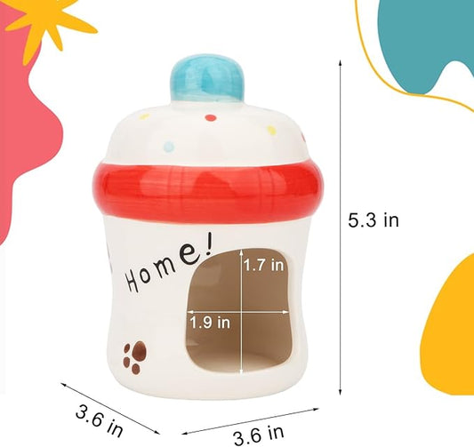 Hypeety Dwarf Hamster Hideout Adorable Cartoon Shape Hamster House Chinchilla Mini Hut Small Animal Ceramic Hideout Cave (Bottle)
